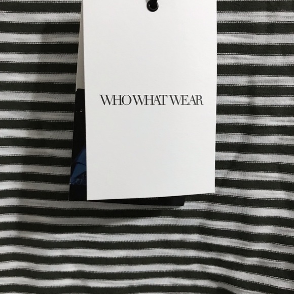 NWT WhoWhatWear Olive Stripe Bateau Tunic - Picture 4 of 6